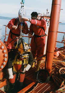 Diver on winch